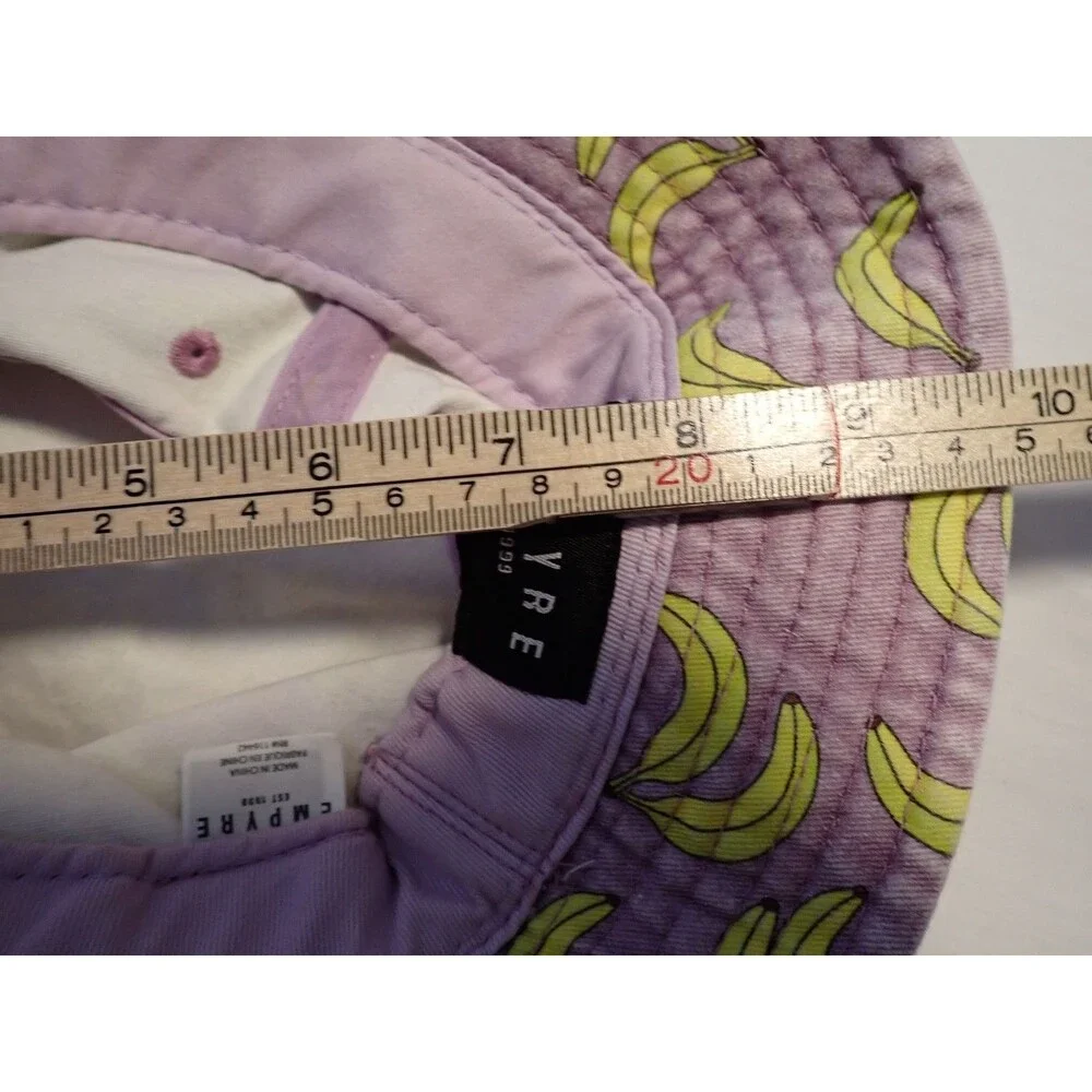 Empyre Bucket Hat Unisex One Size Banana Print Lilac Purple 100% Cotton Brim